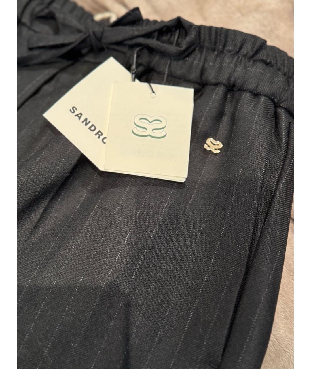 SANDRO Черные шерстяные брюки широкие, фото 4