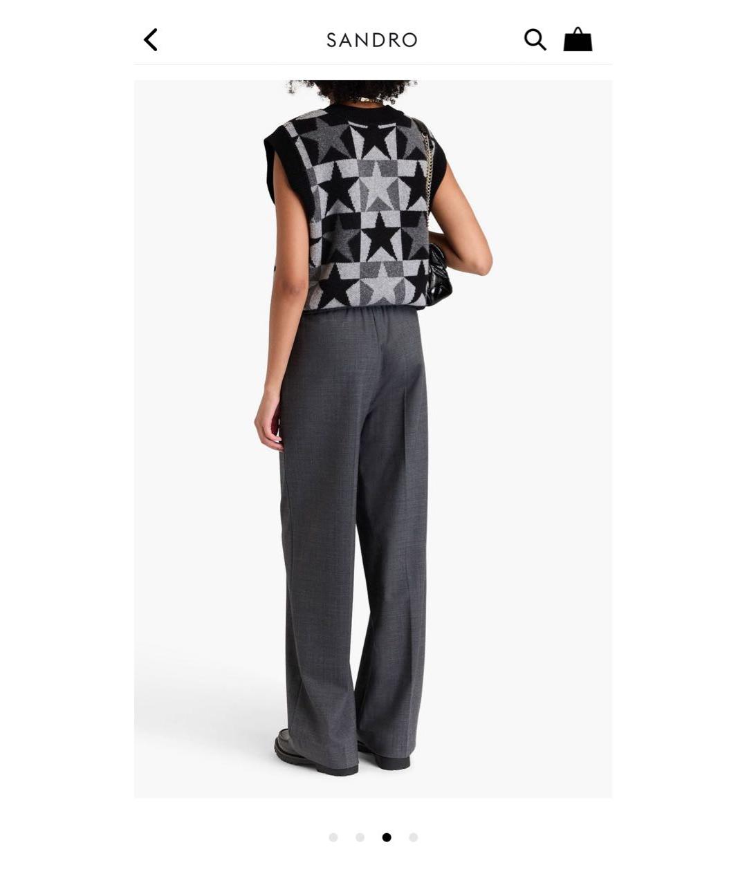 SANDRO Черные шерстяные брюки широкие, фото 5