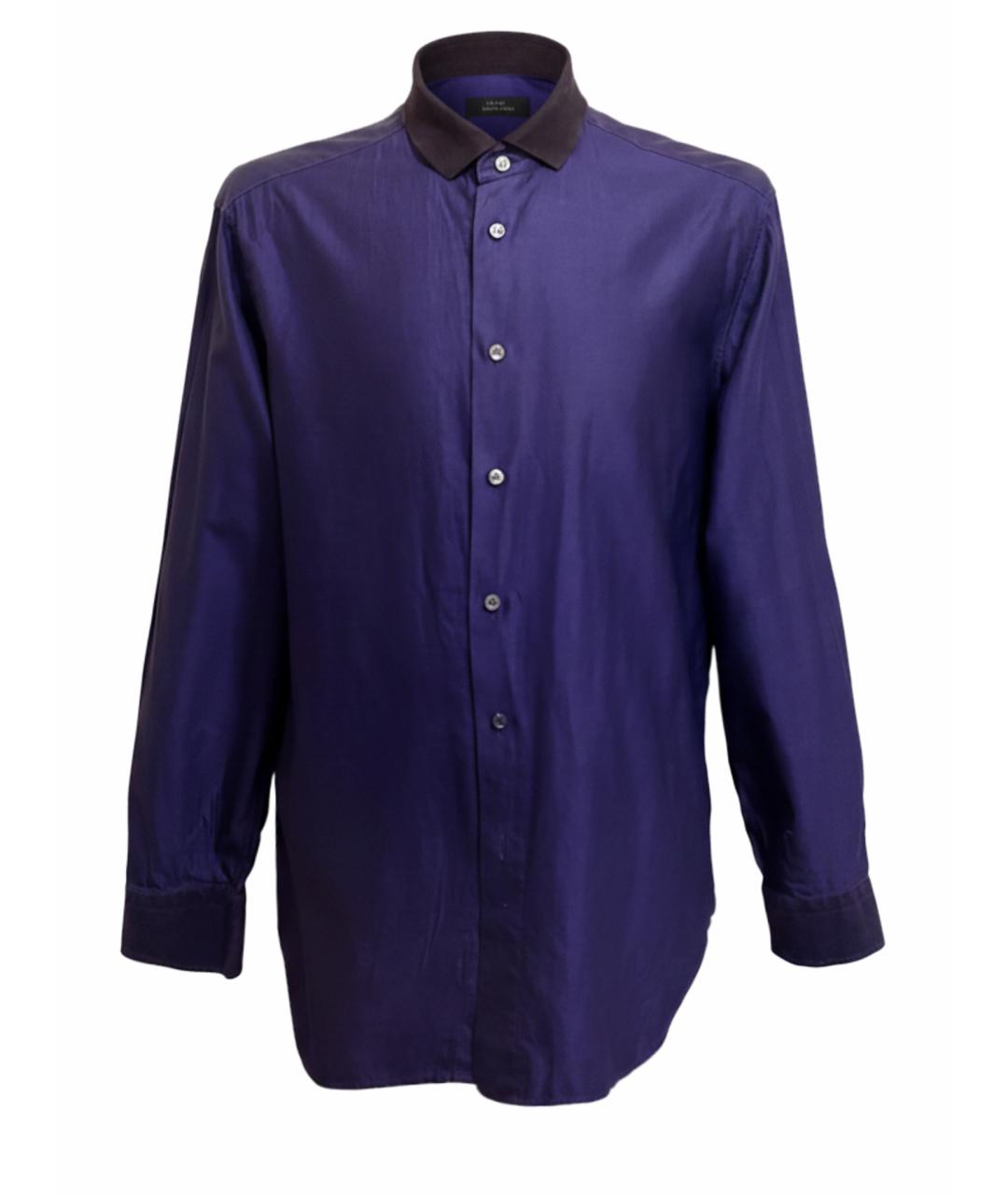 BRIONI Синяя хлопковая классическая рубашка, фото 1