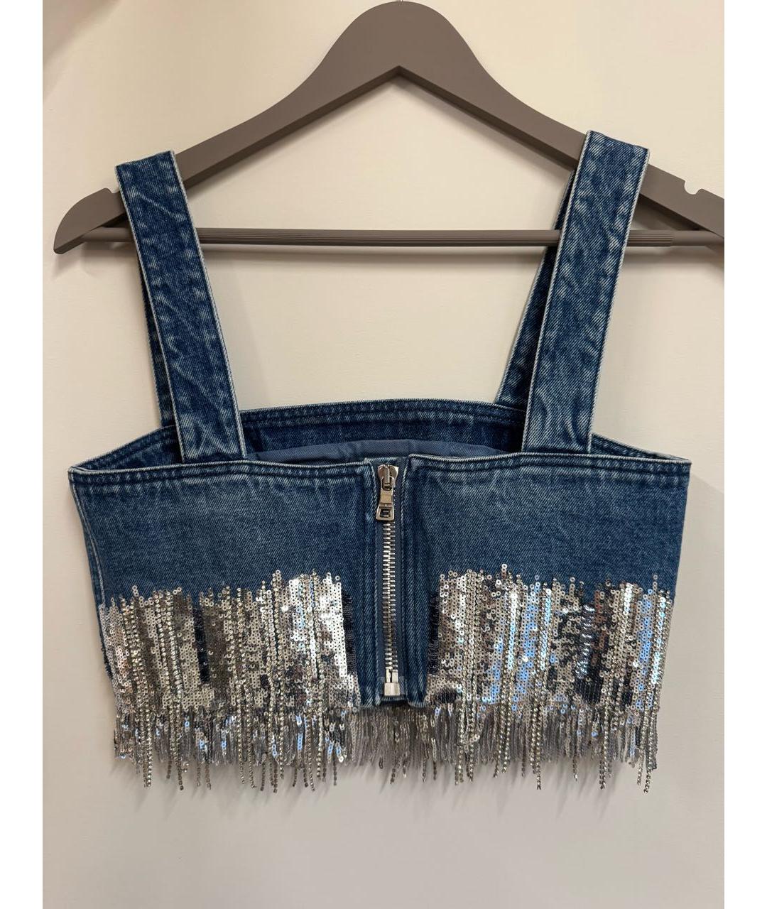 BALMAIN Синий деним костюм с юбками, фото 6