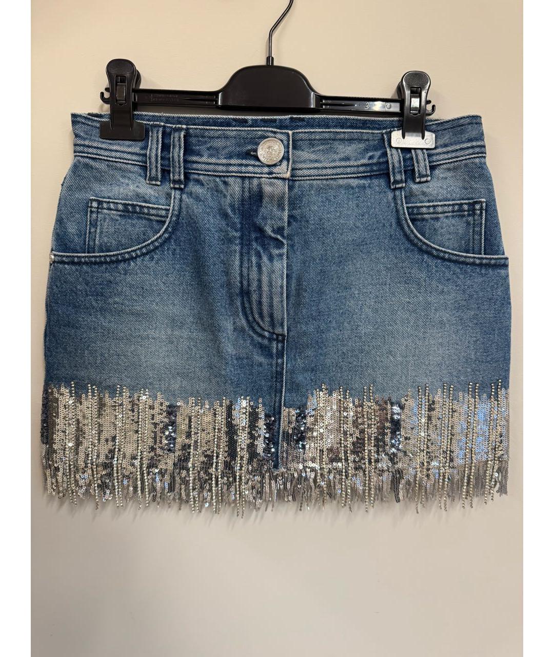 BALMAIN Синий деним костюм с юбками, фото 2