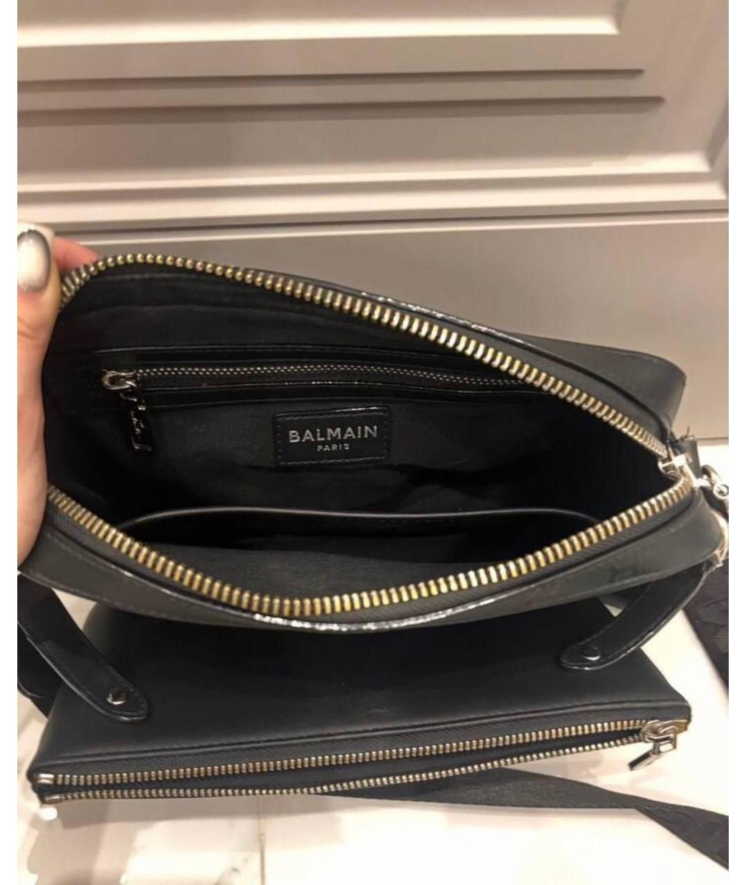 BALMAIN Черная кожаная барсетка, фото 2