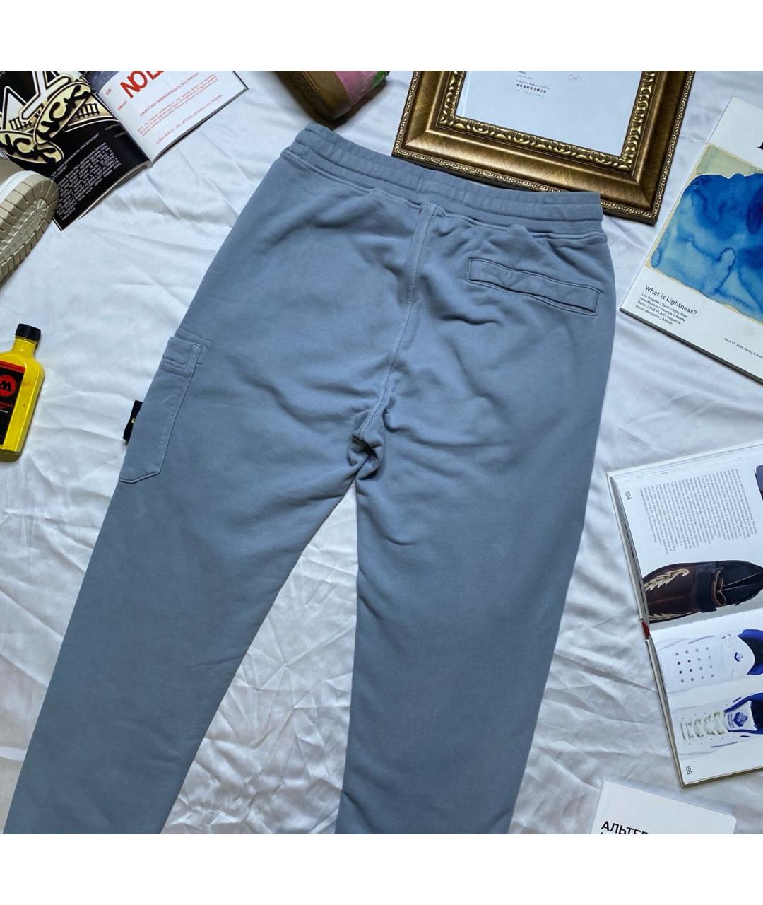 STONE ISLAND Голубые хлопковые повседневные брюки, фото 3
