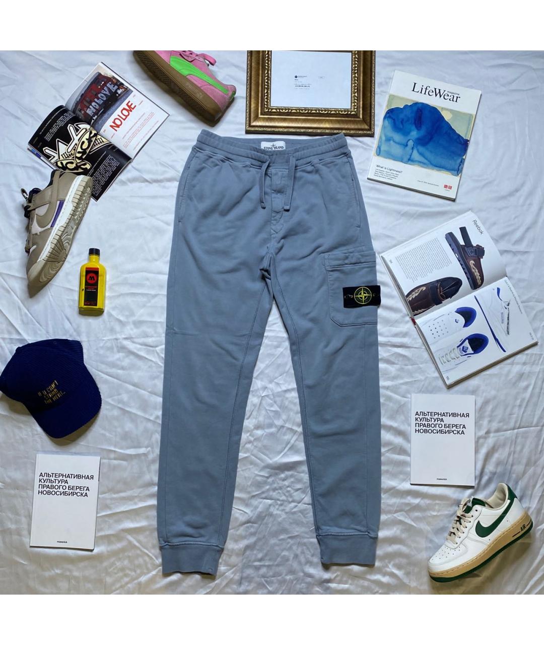 STONE ISLAND Голубые хлопковые повседневные брюки, фото 9