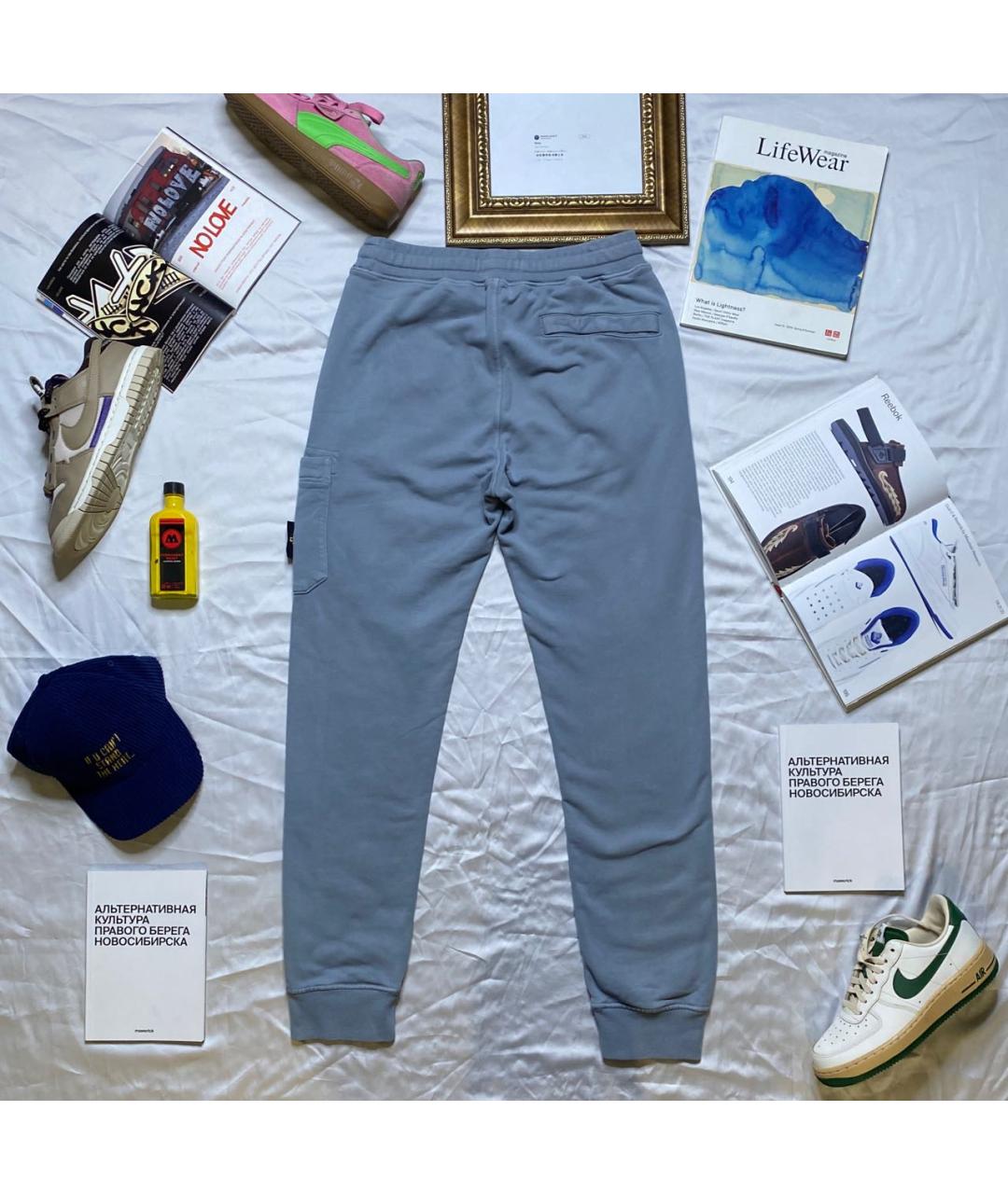 STONE ISLAND Голубые хлопковые повседневные брюки, фото 7