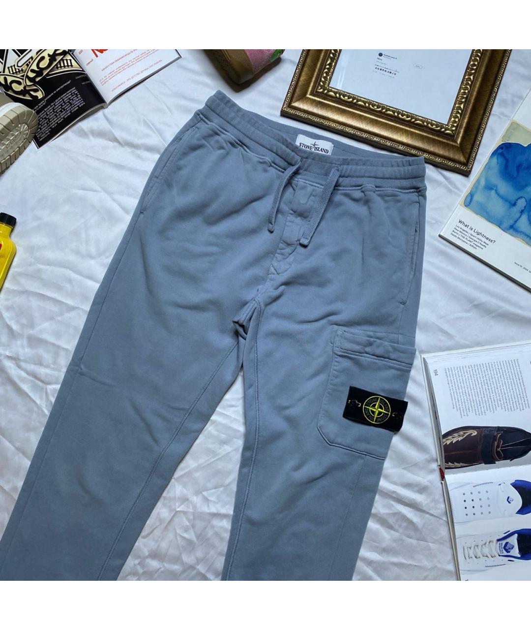 STONE ISLAND Голубые хлопковые повседневные брюки, фото 2