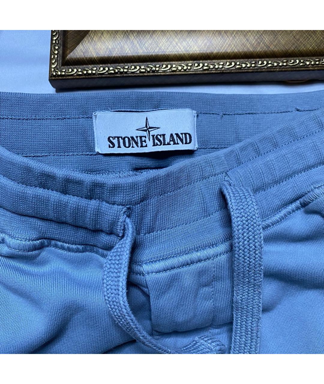 STONE ISLAND Голубые хлопковые повседневные брюки, фото 5