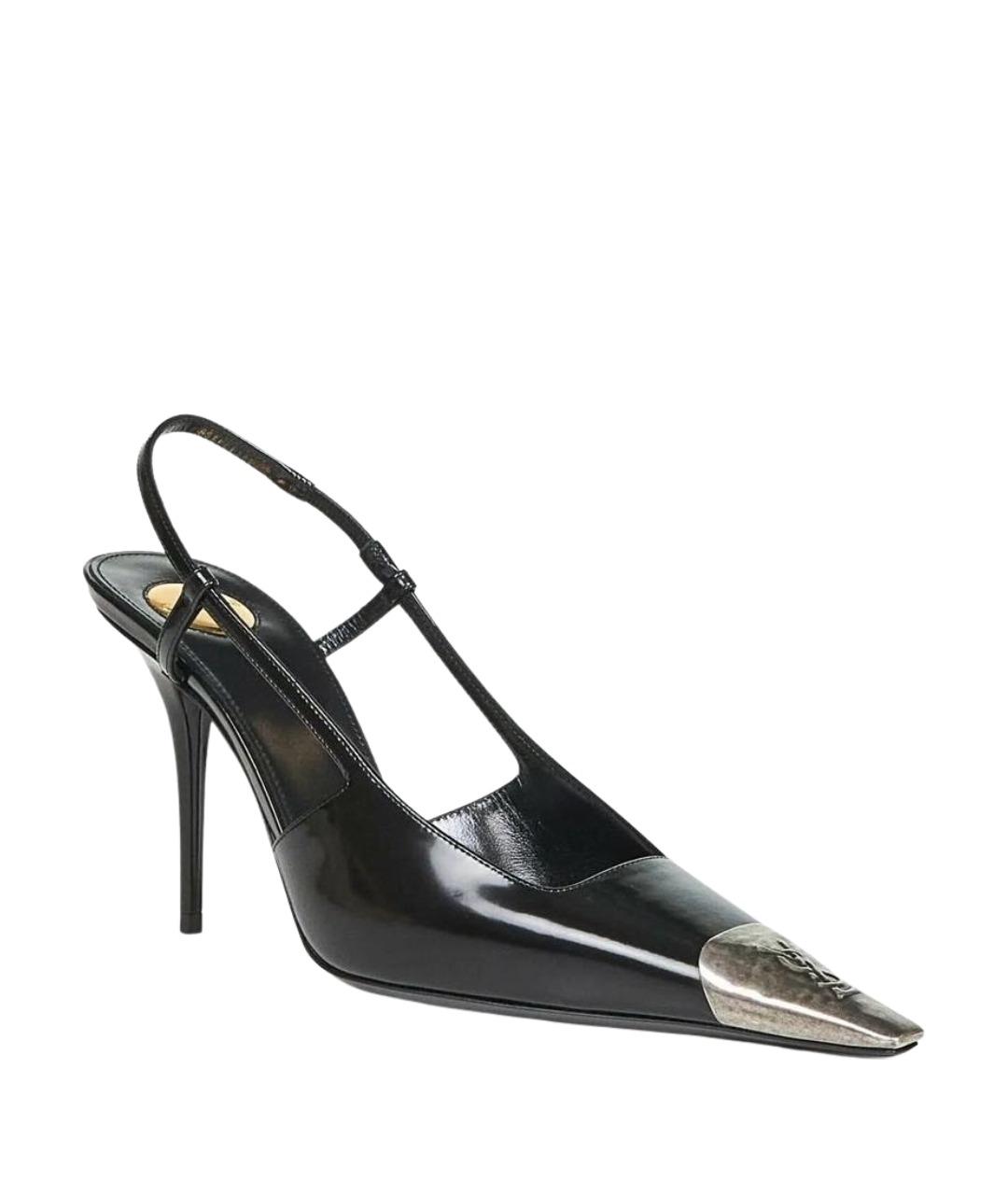 SAINT LAURENT Черные кожаные туфли, фото 1