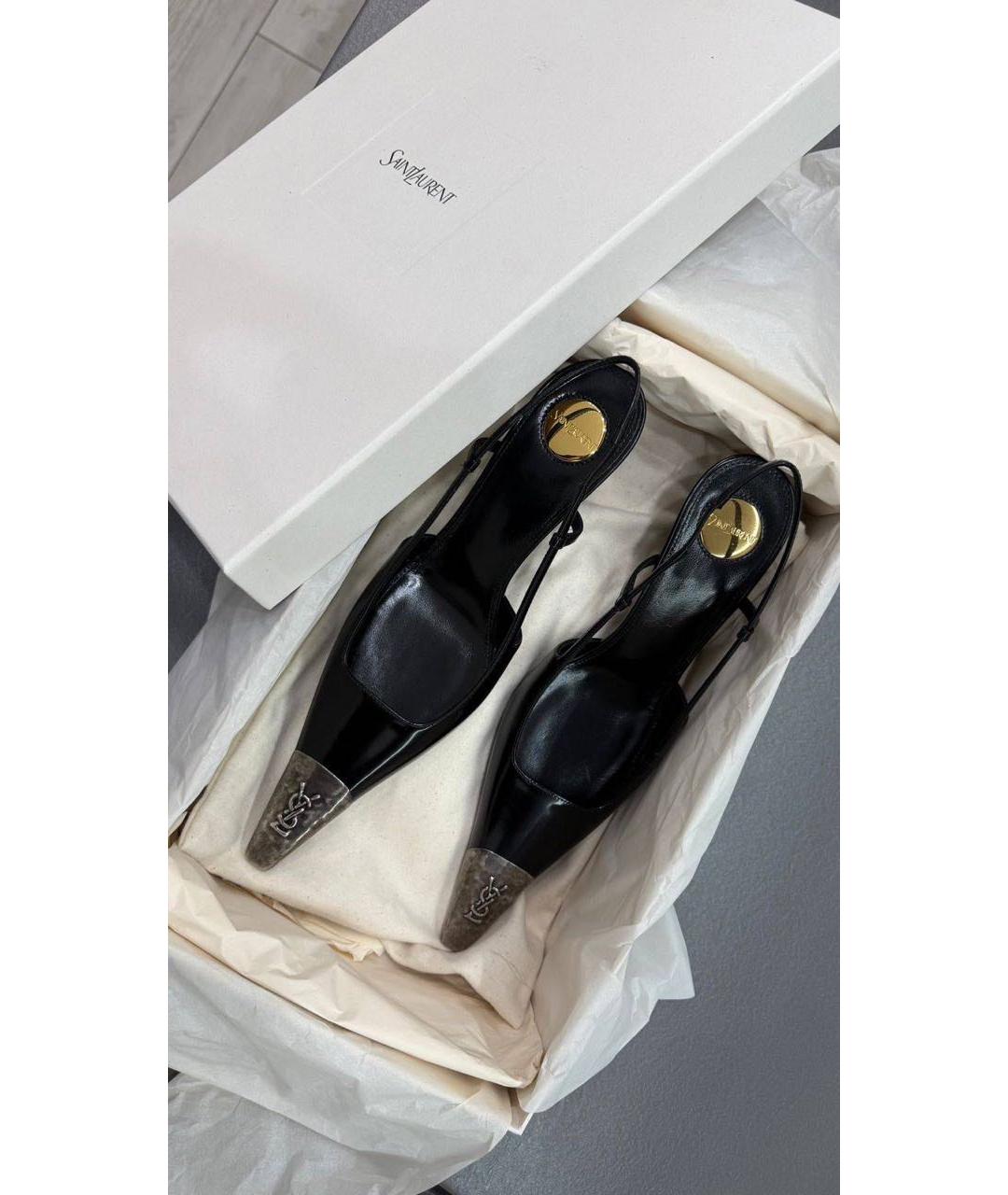 SAINT LAURENT Черные кожаные туфли, фото 3