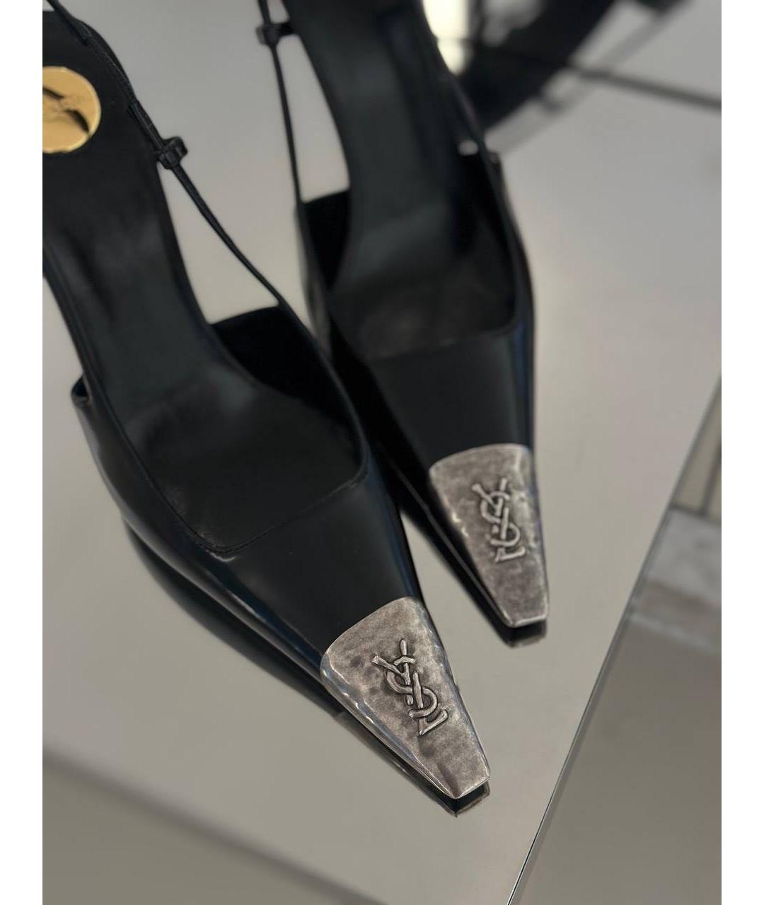 SAINT LAURENT Черные кожаные туфли, фото 2