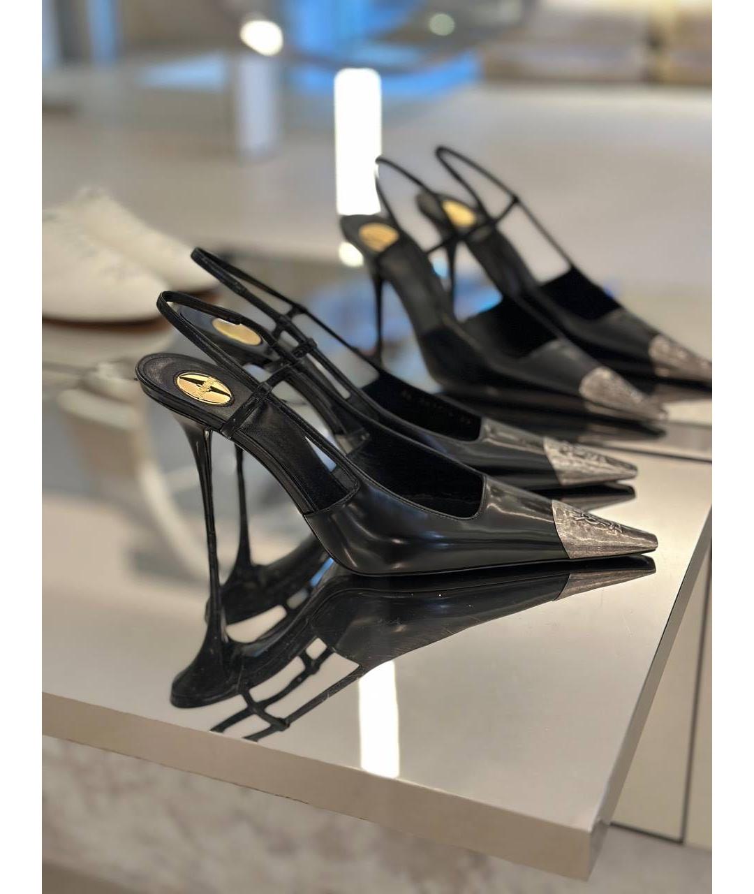 SAINT LAURENT Черные кожаные туфли, фото 4