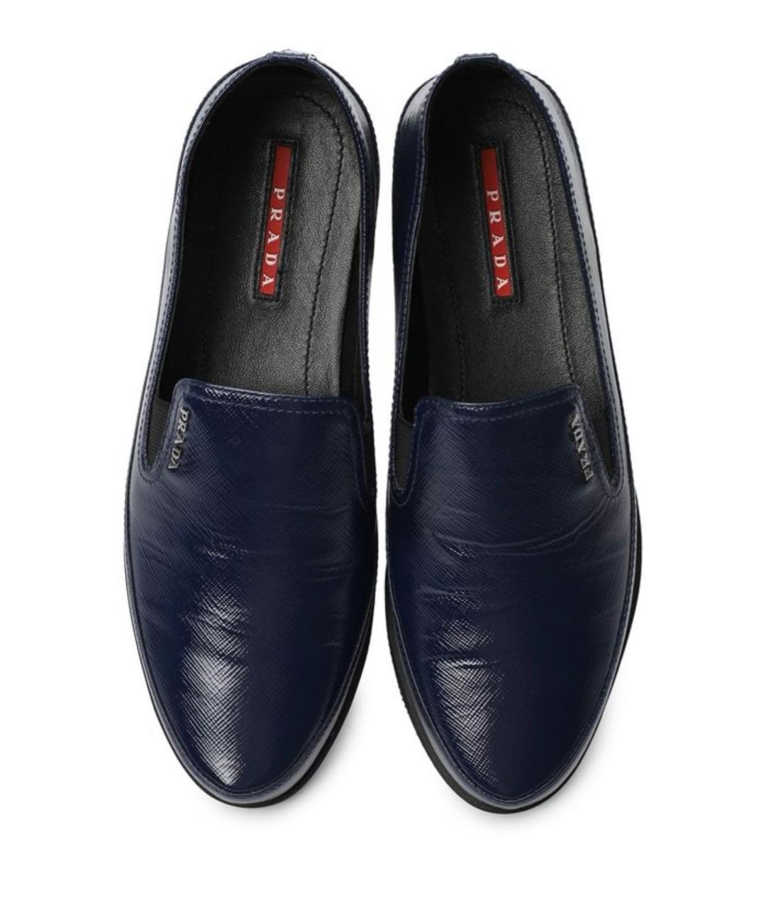 PRADA Синие мокасины из лакированной кожи, фото 2