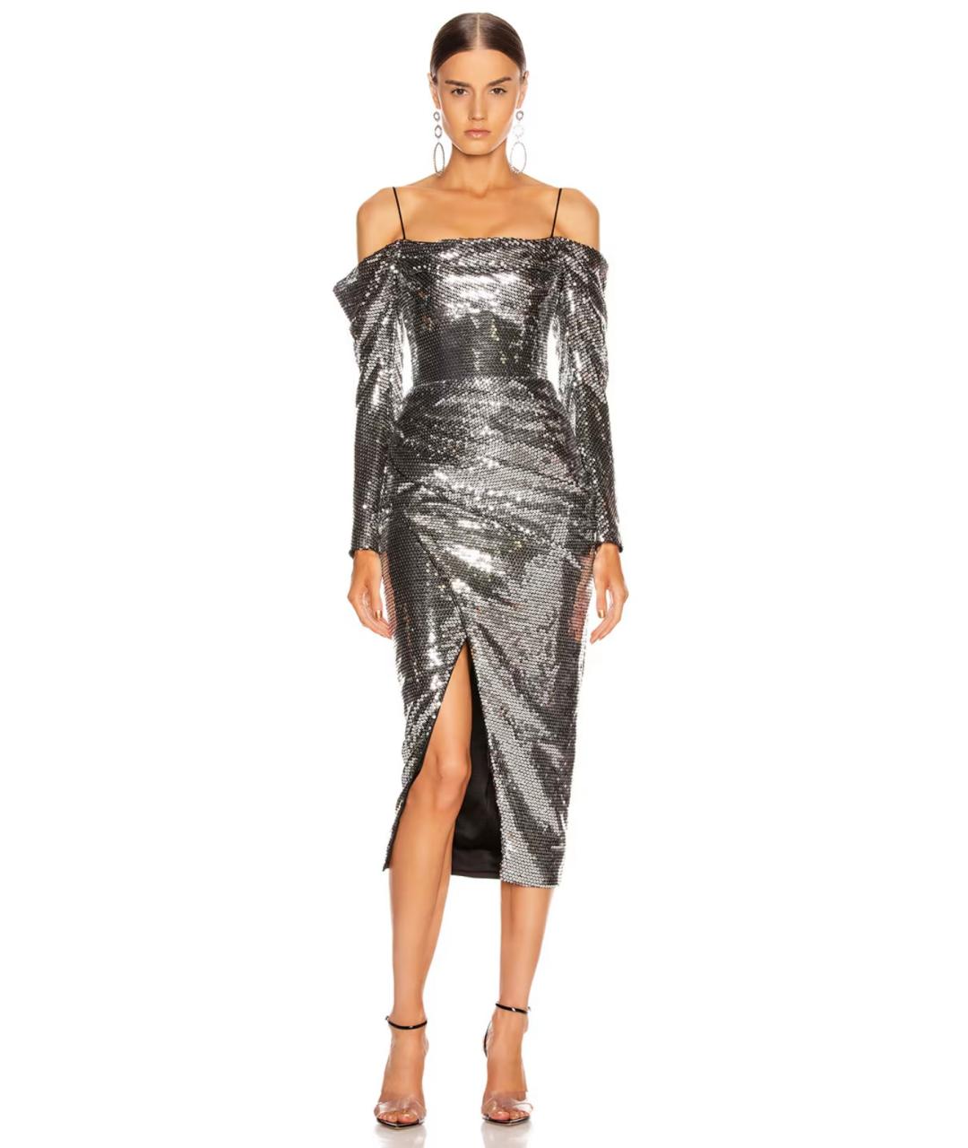 RASARIO Серебряное полиэстеровое коктейльное платье, фото 7