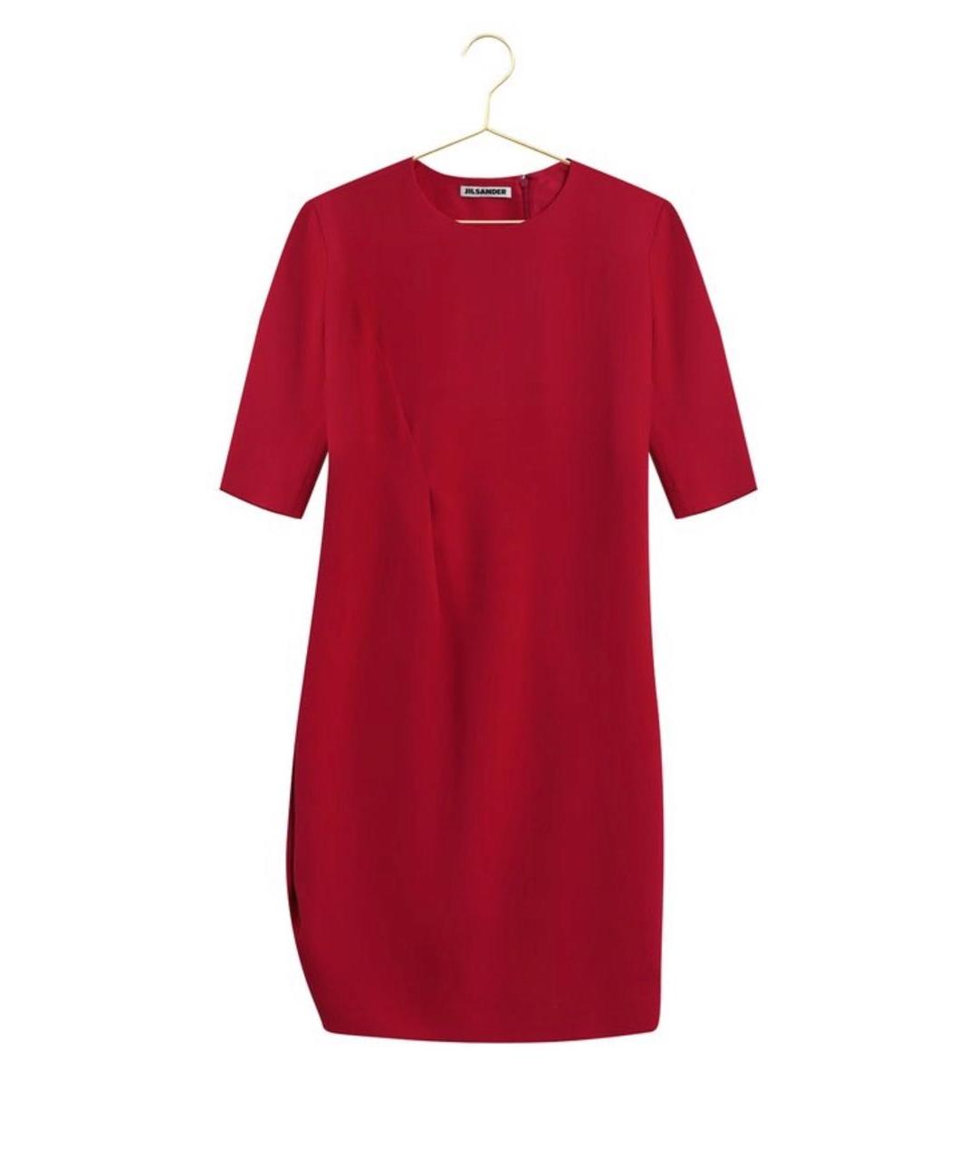 JIL SANDER Красное шелковое коктейльное платье, фото 5