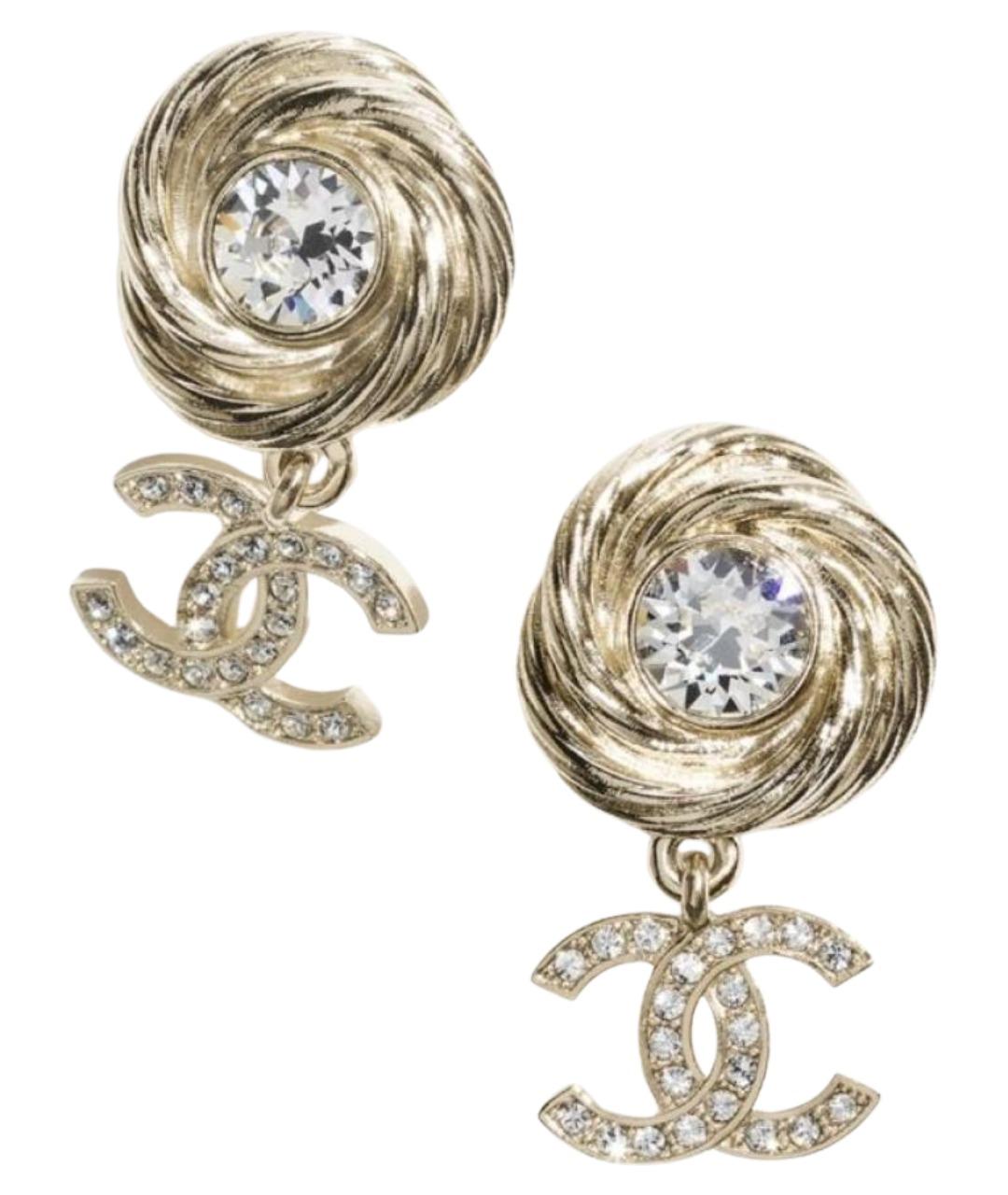 CHANEL Золотые металлические серьги, фото 1