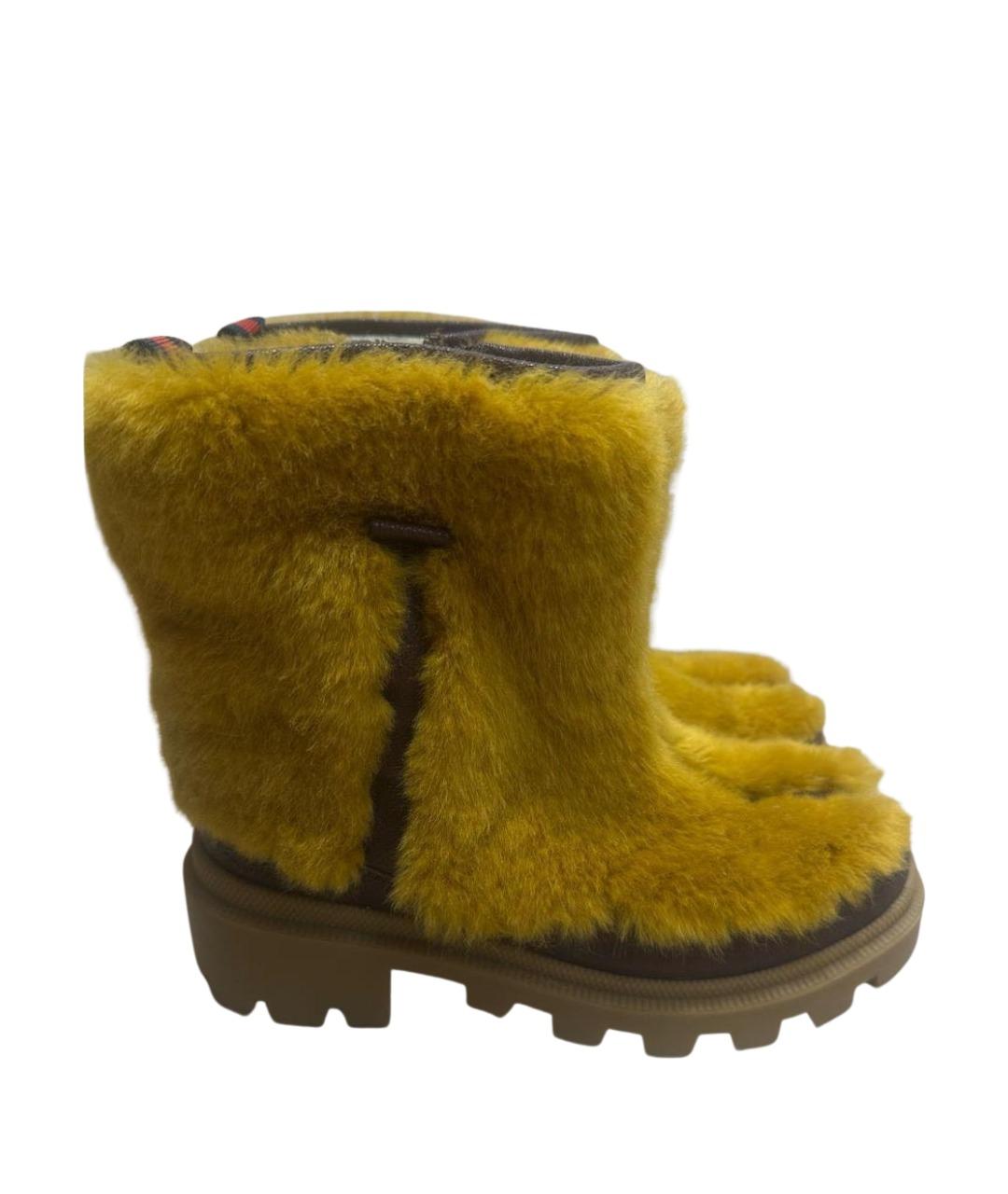 GUCCI Горчичные кожаные сапоги, фото 1