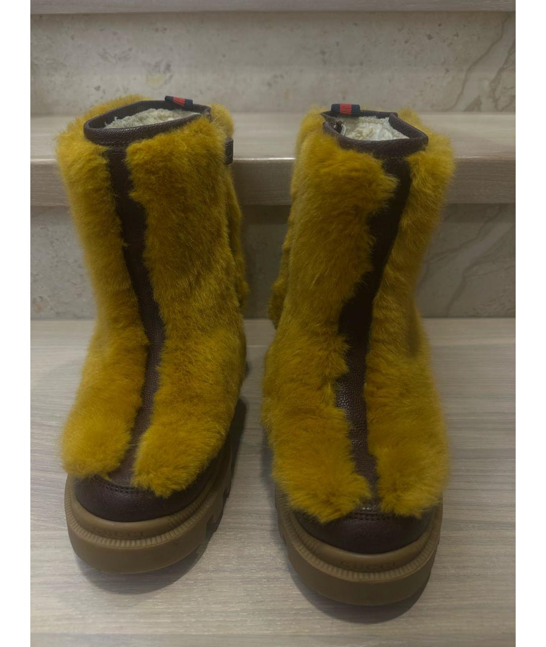 GUCCI Горчичные кожаные сапоги, фото 2