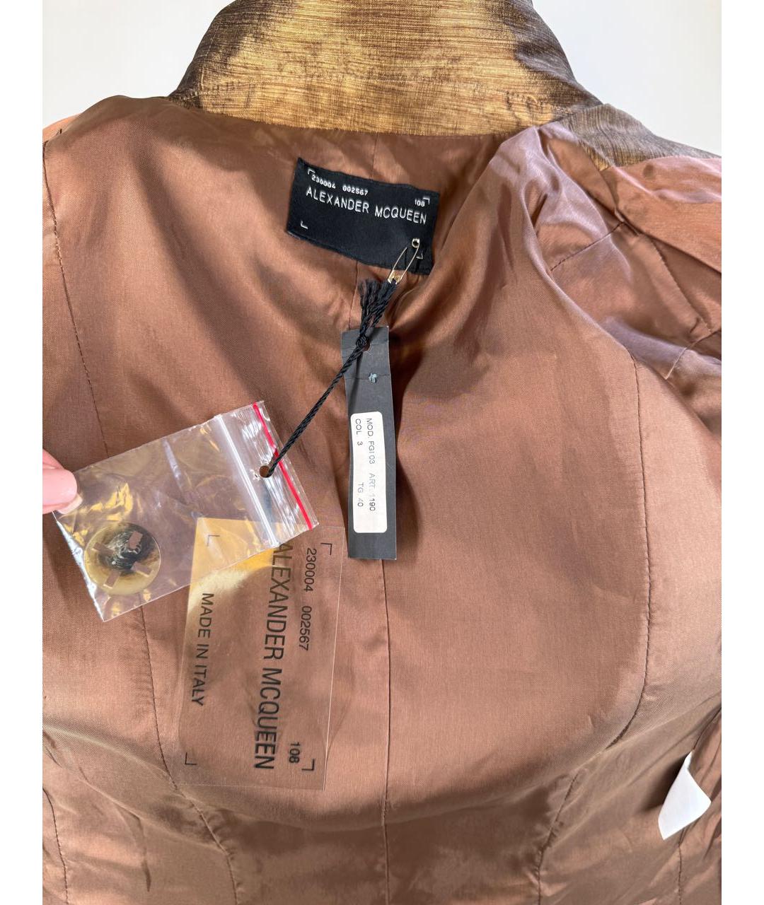 ALEXANDER MCQUEEN Коричневый шелковый жакет/пиджак, фото 7