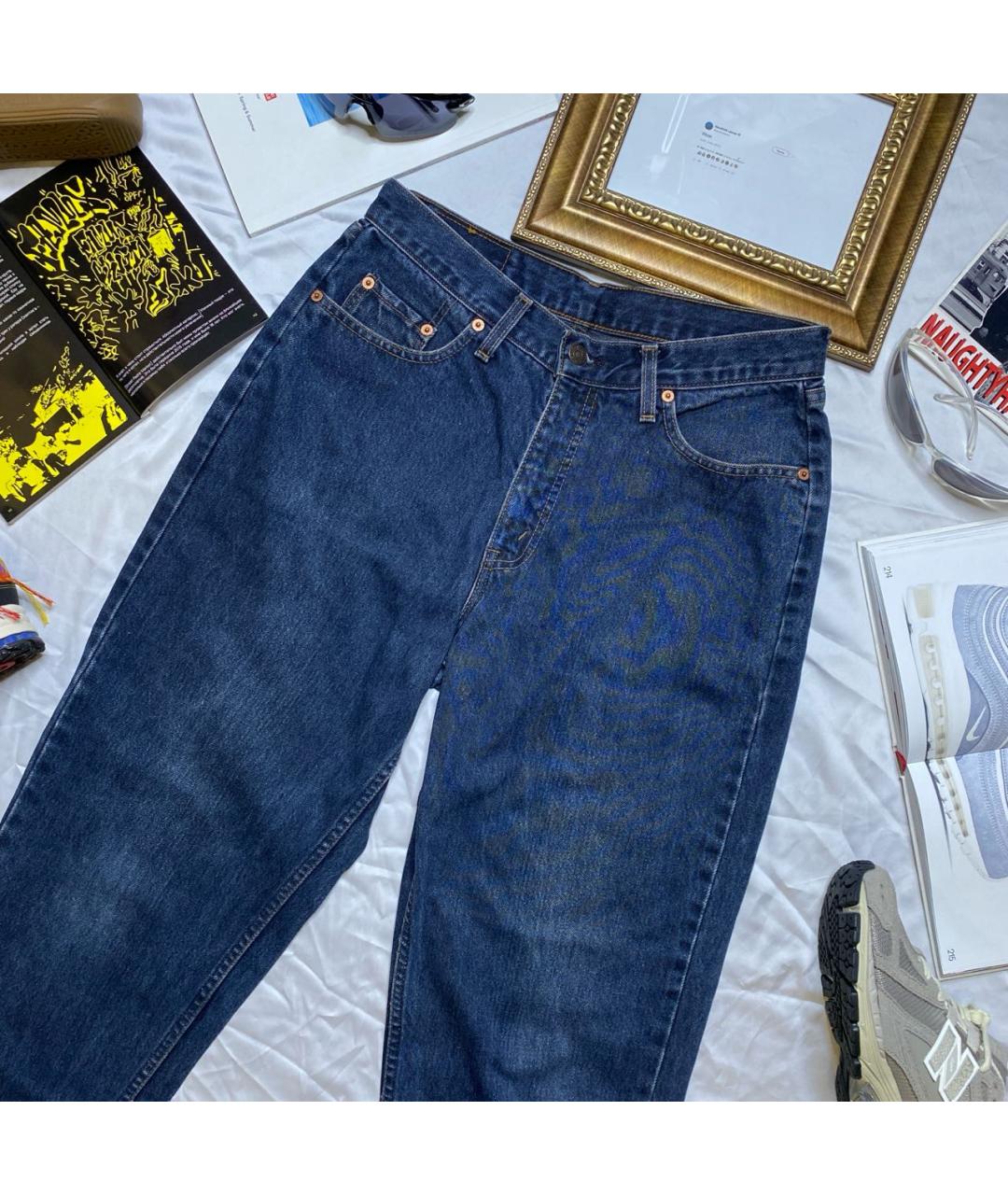 LEVI'S Темно-синие хлопковые прямые джинсы, фото 3