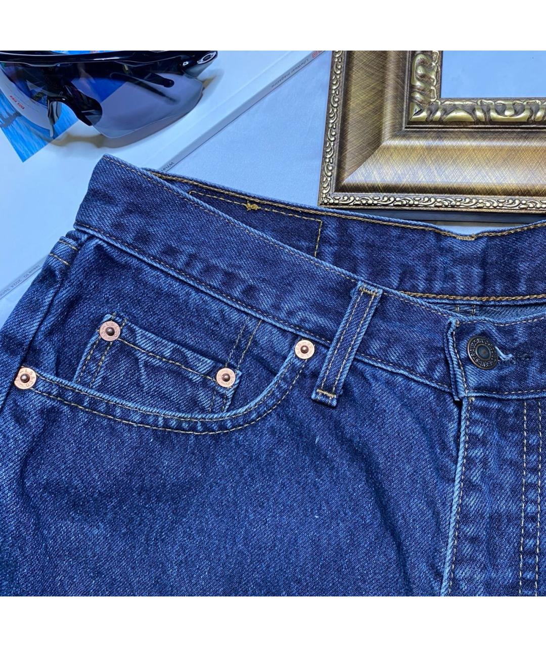 LEVI'S Темно-синие хлопковые прямые джинсы, фото 4