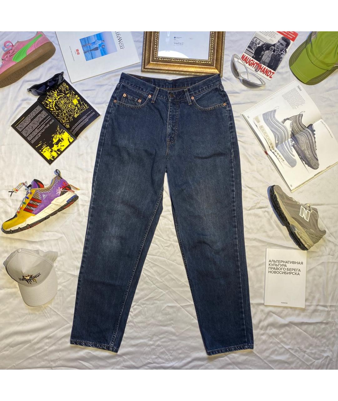 LEVI'S Темно-синие хлопковые прямые джинсы, фото 9