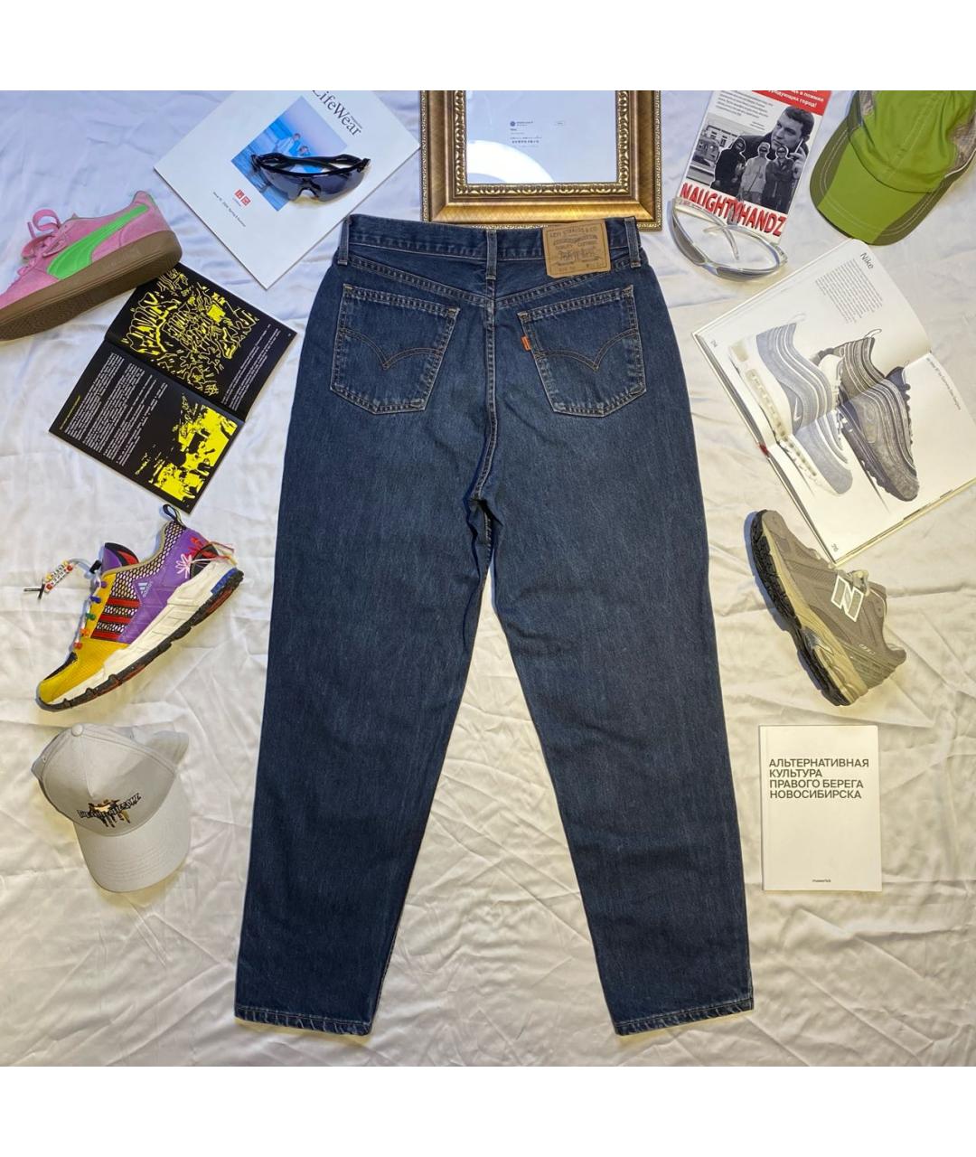 LEVI'S Темно-синие хлопковые прямые джинсы, фото 5