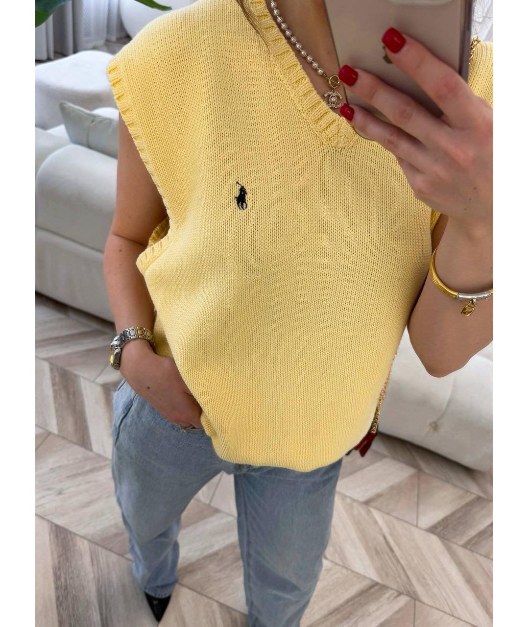 POLO RALPH LAUREN Желтая хлопковая жилетка, фото 5
