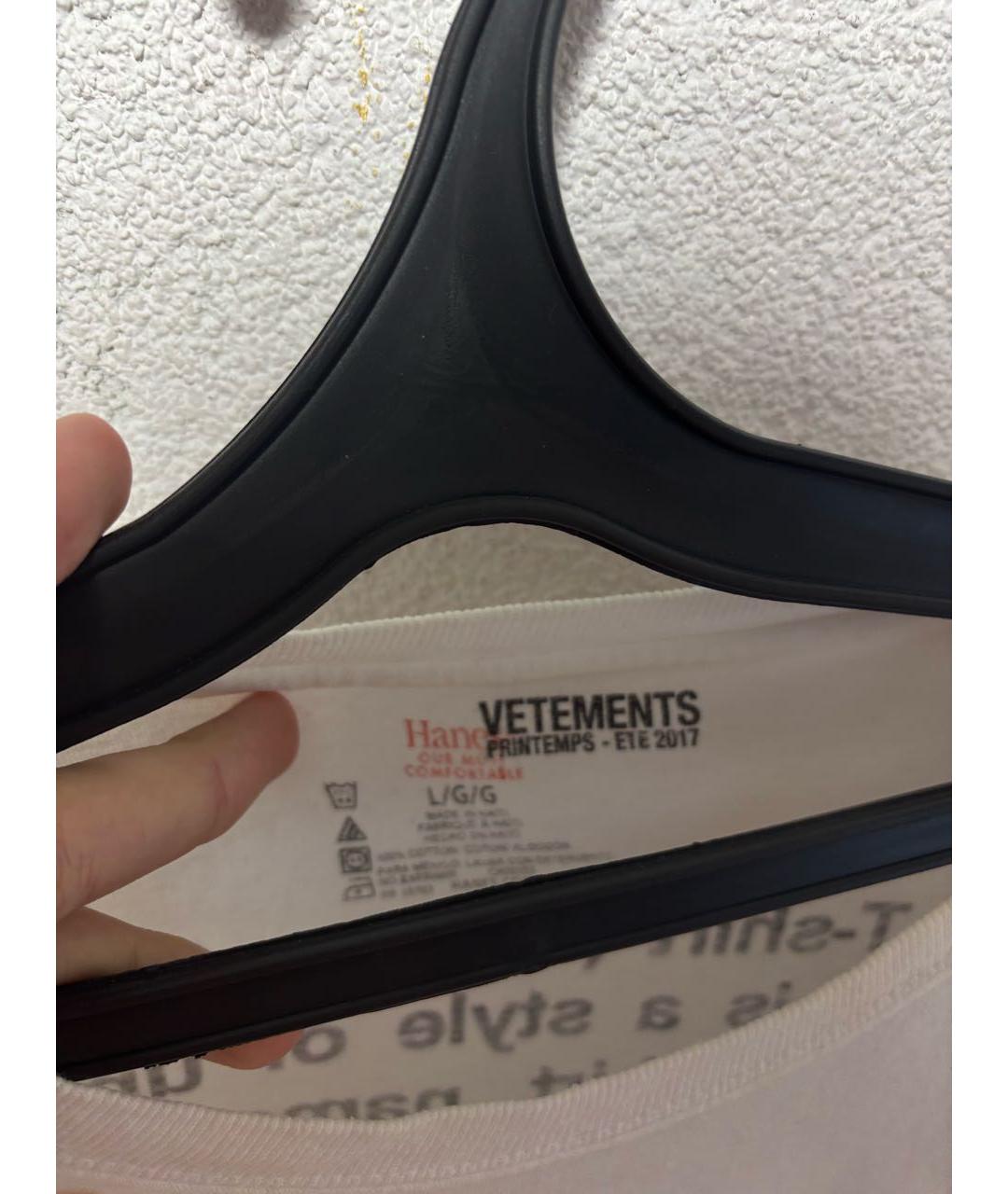 VETEMENTS Белая хлопковая футболка, фото 3