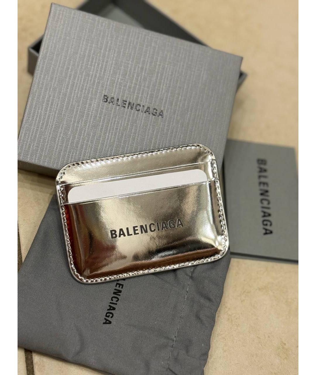 BALENCIAGA Серебрянный кожаный кардхолдер, фото 4
