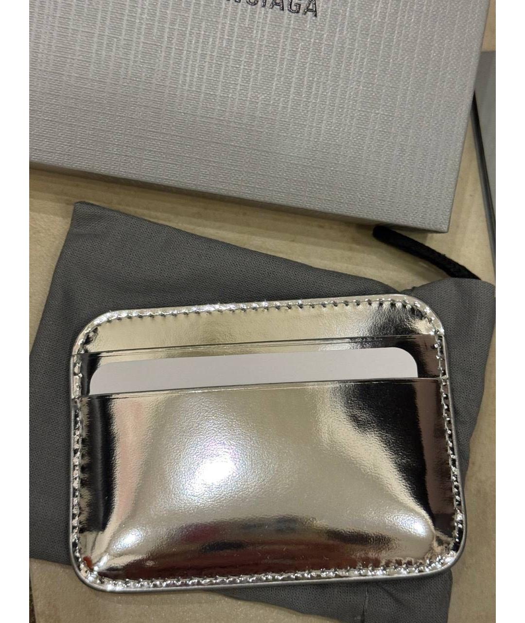 BALENCIAGA Серебрянный кожаный кардхолдер, фото 3
