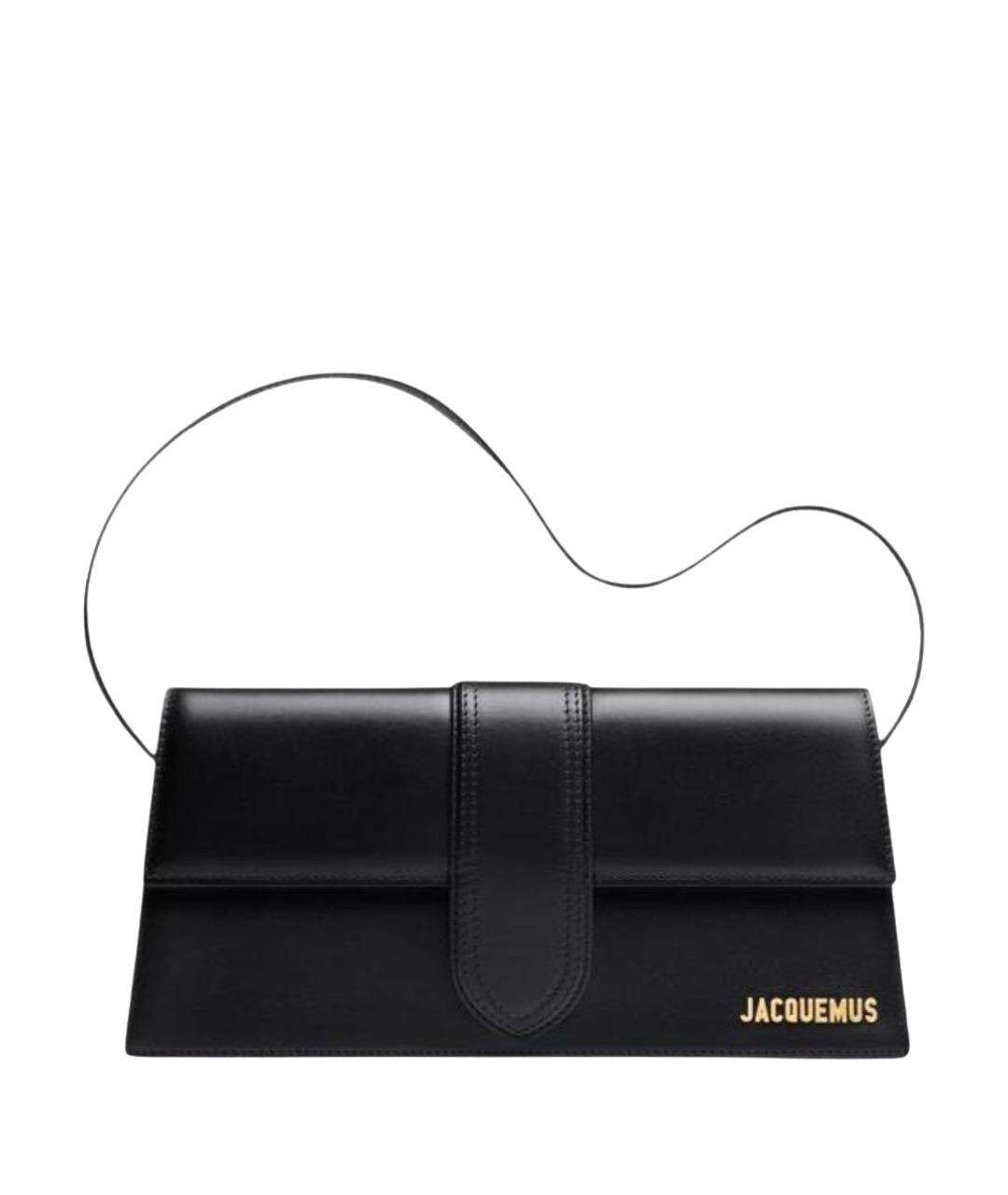 JACQUEMUS Черная кожаная сумка с короткими ручками, фото 1
