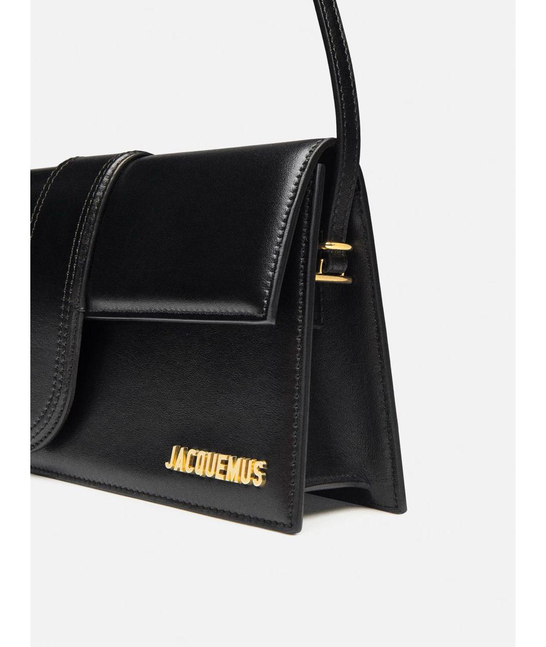 JACQUEMUS Черная кожаная сумка с короткими ручками, фото 5