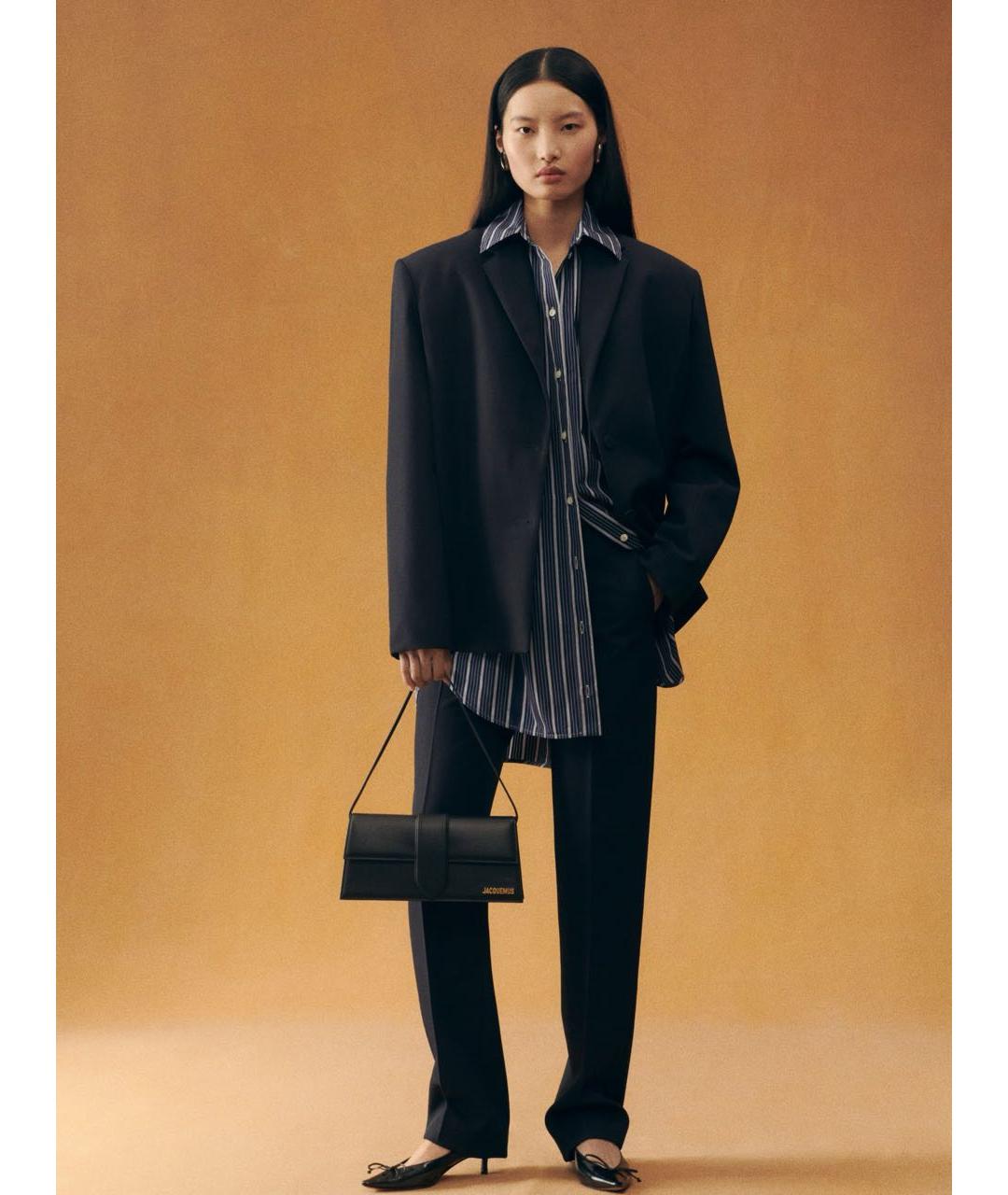 JACQUEMUS Черная кожаная сумка с короткими ручками, фото 6