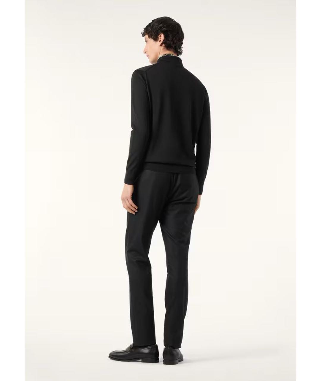 LORO PIANA Черное хлопко-шерстяное поло с длинным рукавом, фото 3