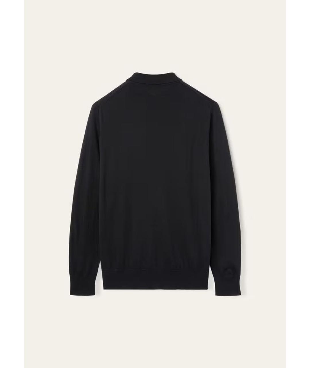 LORO PIANA Черное хлопко-шерстяное поло с длинным рукавом, фото 2