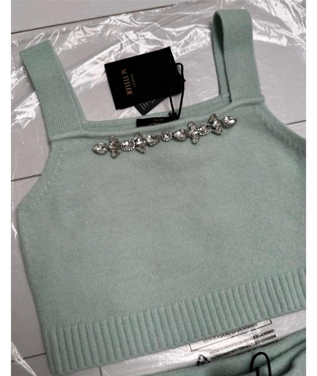 TWIN-SET Зеленый хлопковый костюм с юбками, фото 5