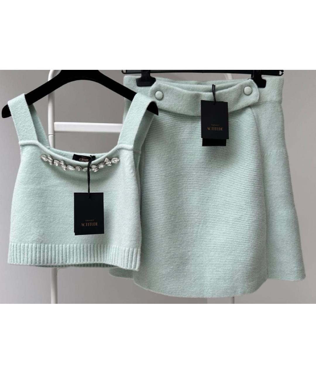 TWIN-SET Зеленый хлопковый костюм с юбками, фото 6