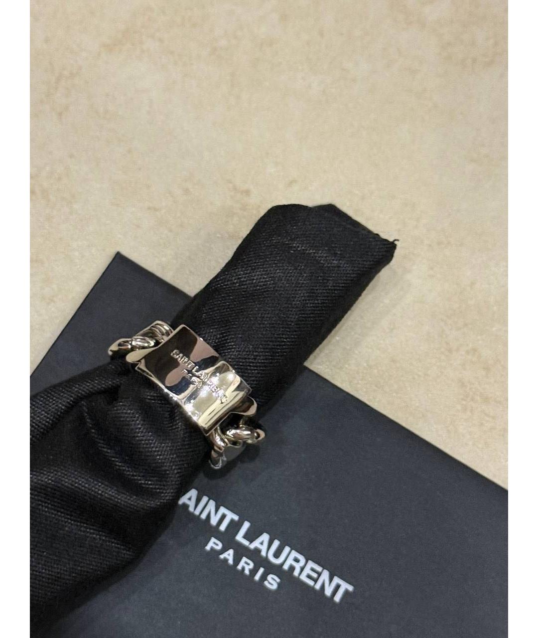 SAINT LAURENT Серебряное металлическое кольцо, фото 2