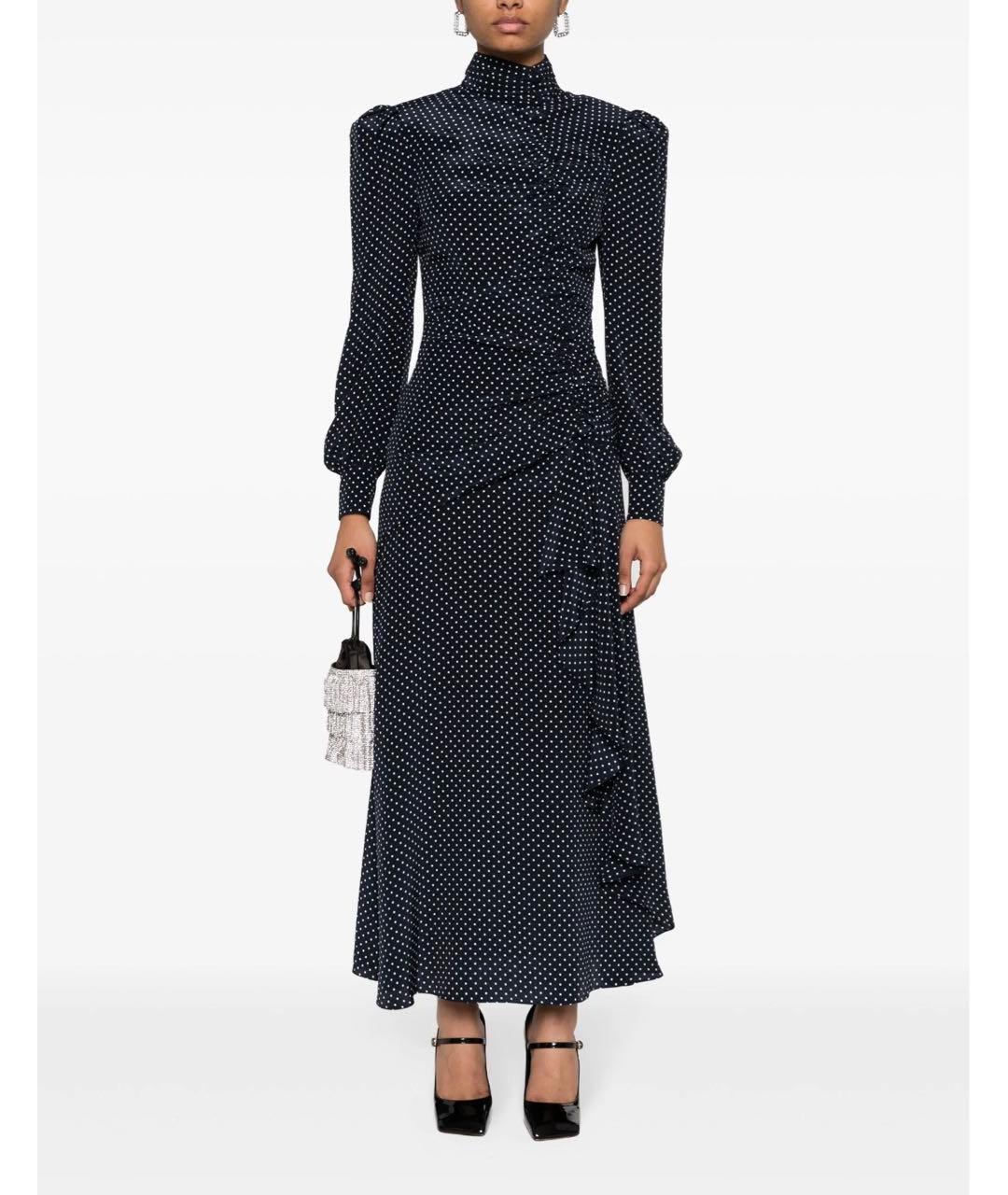 ALESSANDRA RICH Темно-синее шелковое вечернее платье, фото 3