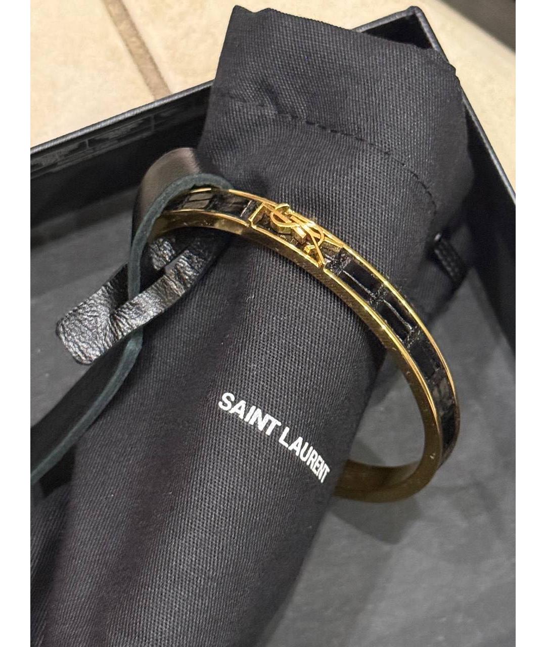 SAINT LAURENT Черный металлический браслет, фото 2