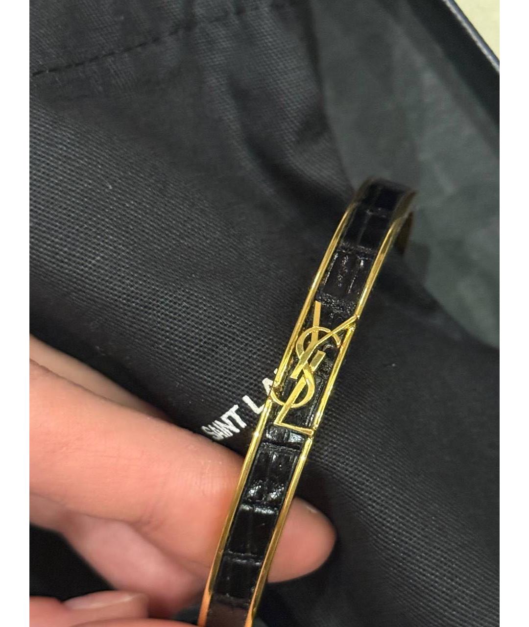 SAINT LAURENT Черный металлический браслет, фото 3