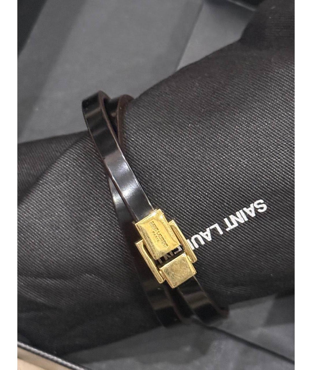 SAINT LAURENT Черный кожаный браслет, фото 3