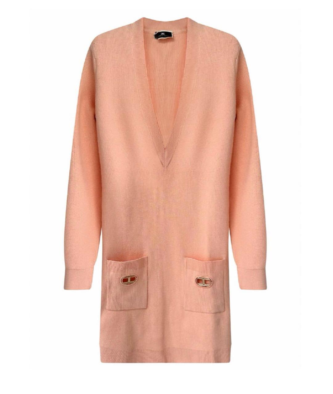 ELISABETTA FRANCHI Коралловое шерстяное повседневное платье, фото 9