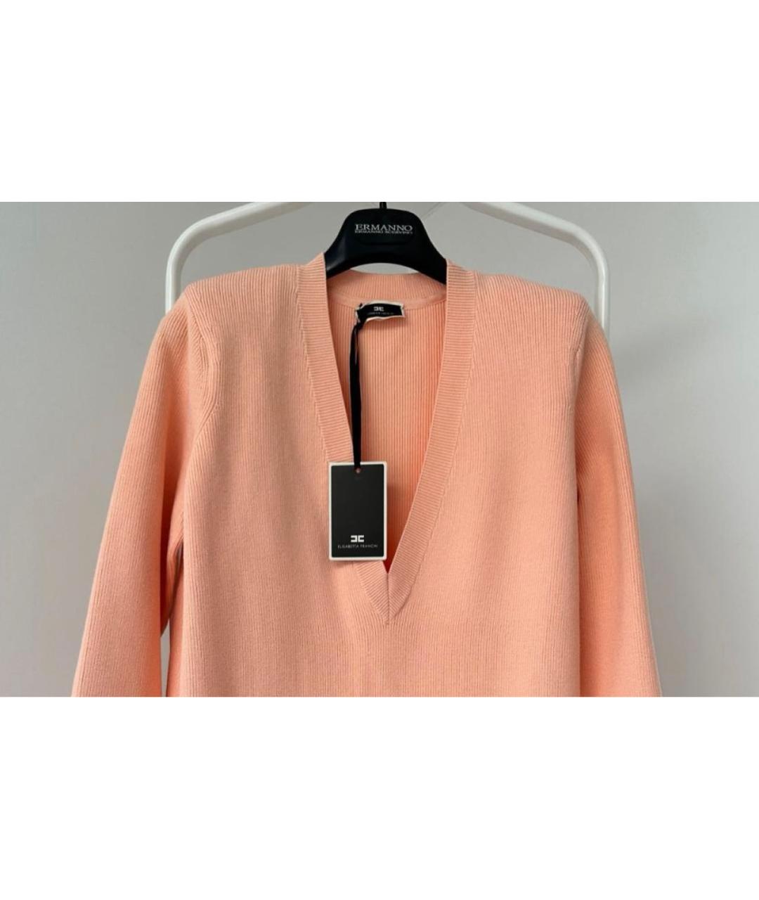 ELISABETTA FRANCHI Коралловое шерстяное повседневное платье, фото 3