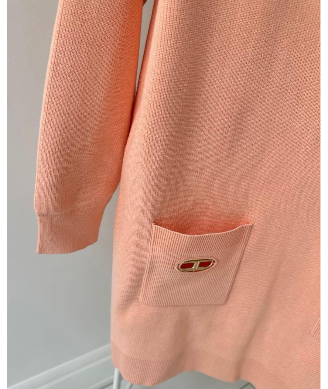 ELISABETTA FRANCHI Коралловое шерстяное повседневное платье, фото 4