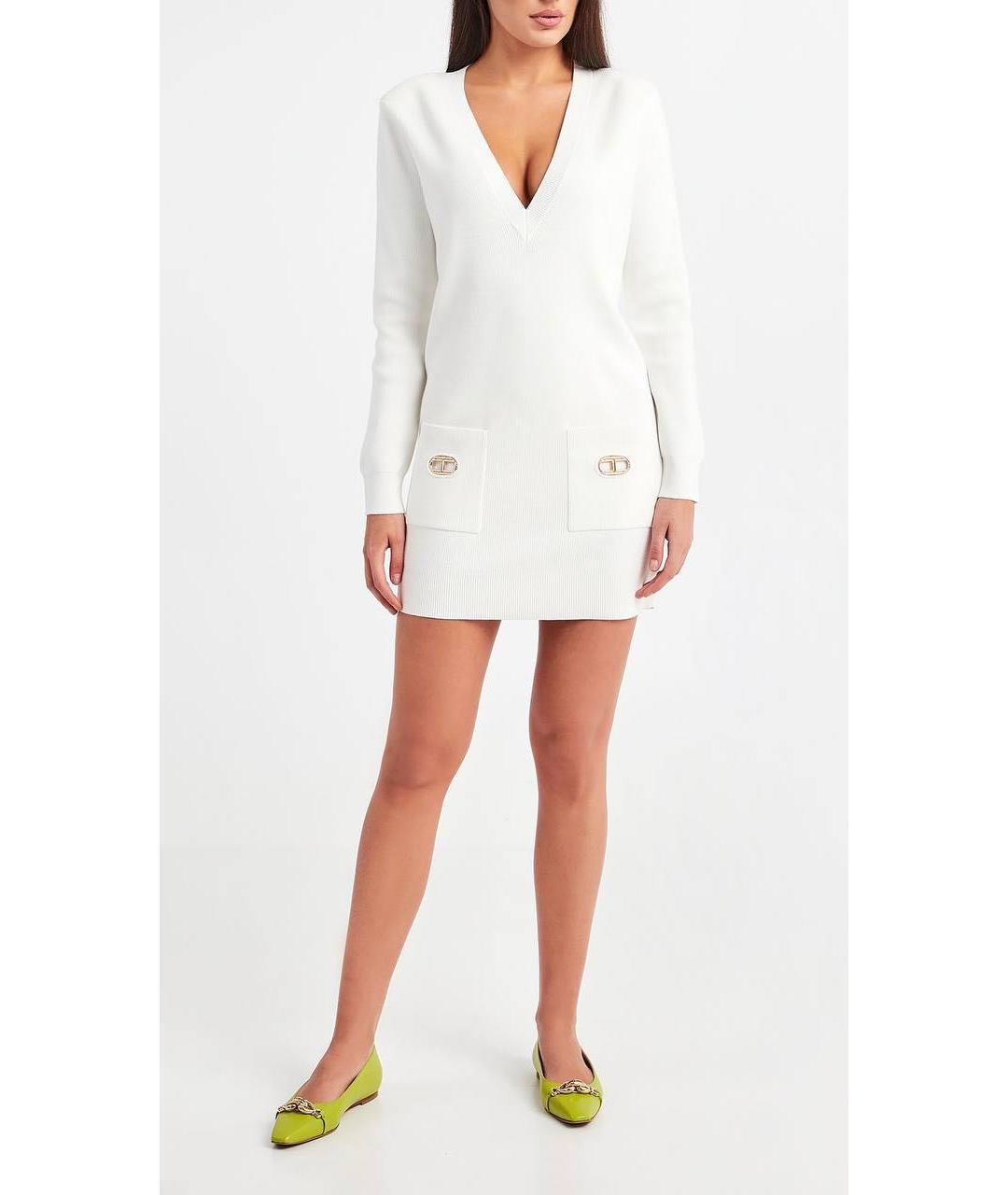 ELISABETTA FRANCHI Коралловое шерстяное повседневное платье, фото 7