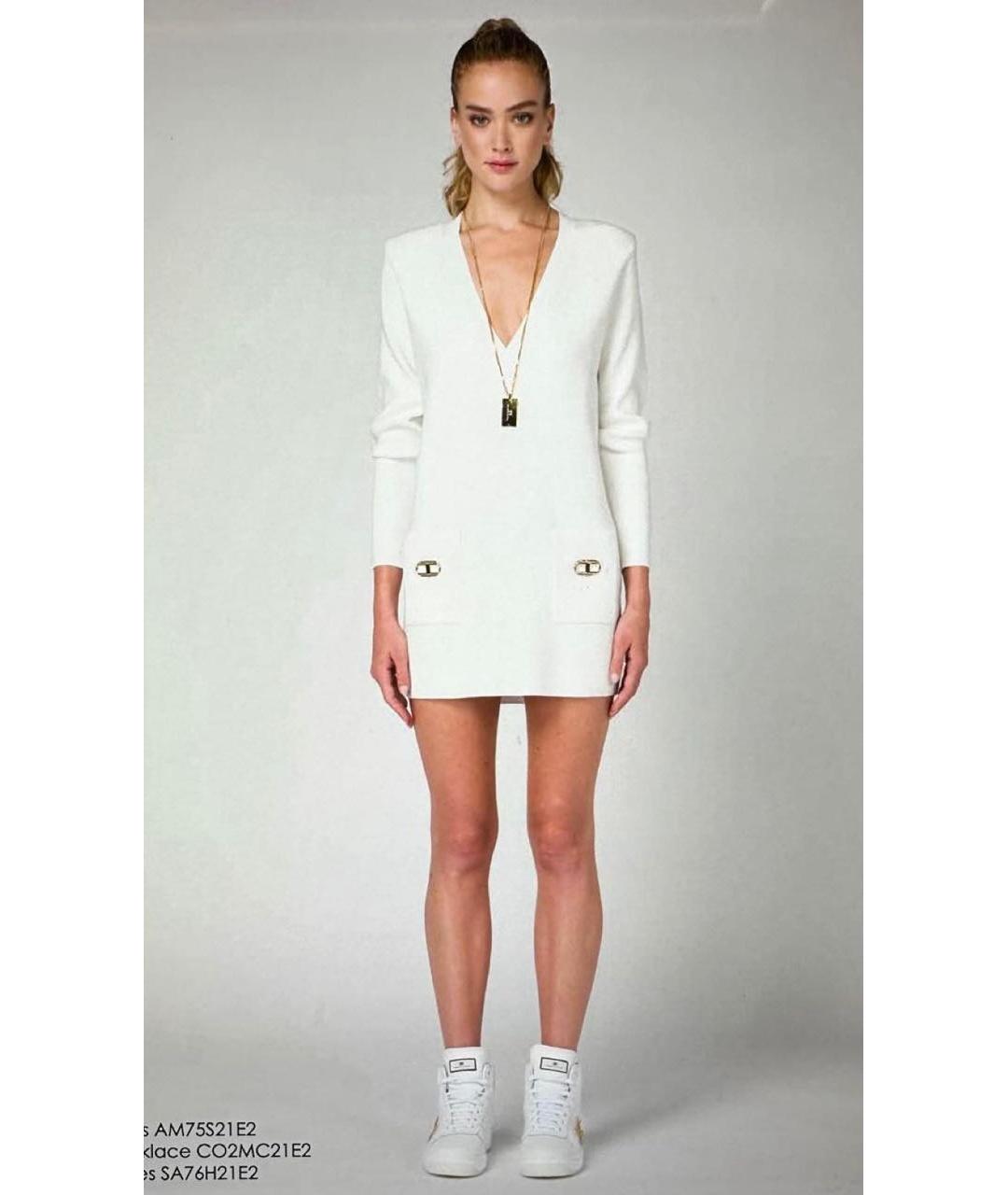 ELISABETTA FRANCHI Коралловое шерстяное повседневное платье, фото 6