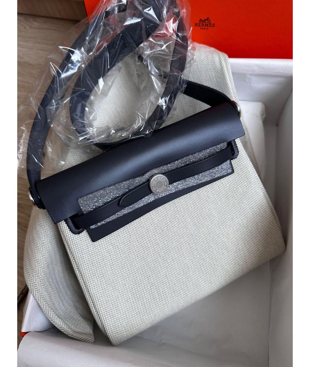 HERMES Бежевая тканевая сумка через плечо, фото 2