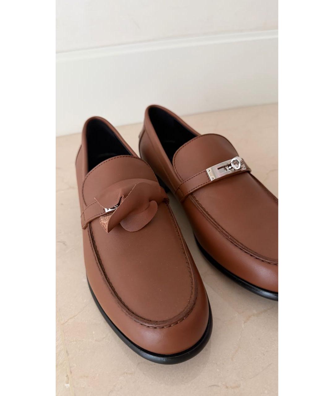 HERMES Коричневые кожаные лоферы, фото 3