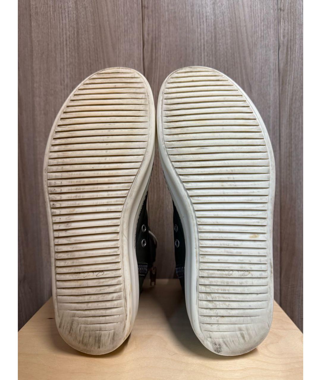 RICK OWENS Черные кожаные высокие кроссовки / кеды, фото 7